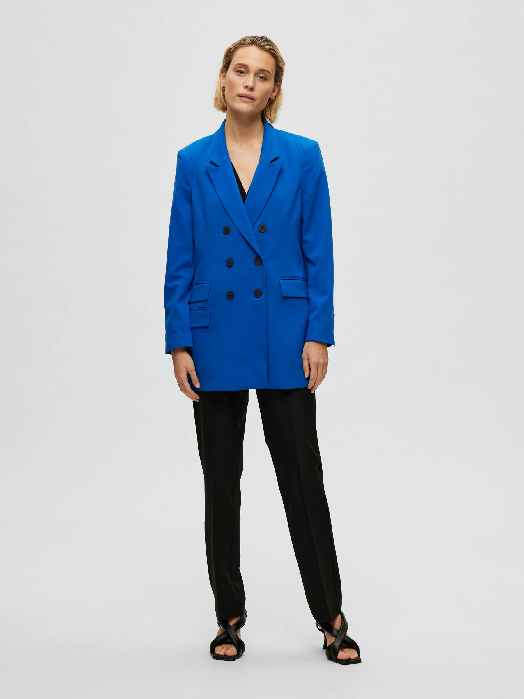 Black dress pants blue blazer shop