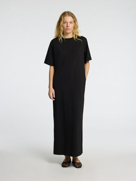 Selected MAXI KLEID MIT KURZEN ÄRMELN, Black, highres - 16096501_Black_003.jpg