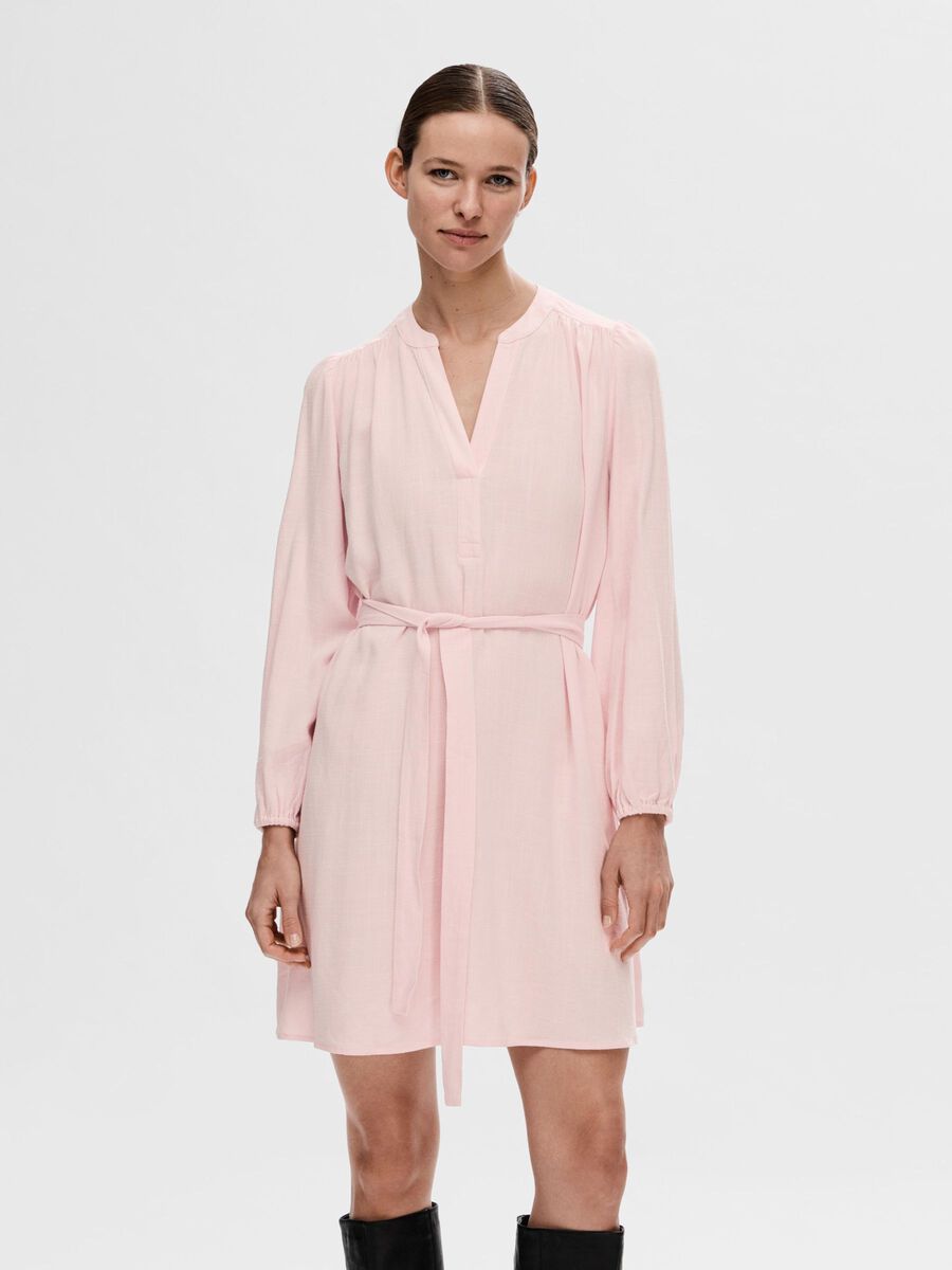 Selected VISCOSE BLEND MINI DRESS, Cradle Pink, highres - 16093188_CradlePink_003.jpg
