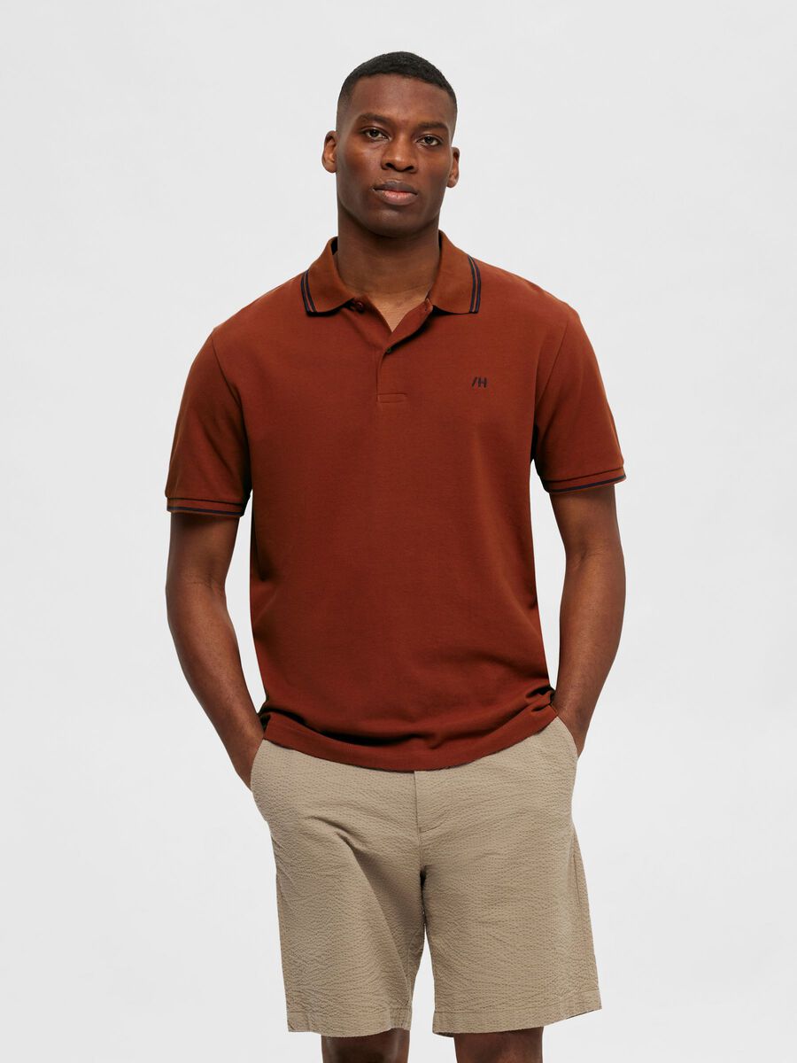 Selected SHORT SLEEVED POLO SHIRT, Burnt Henna, highres - 16087840_BurntHenna_003.jpg