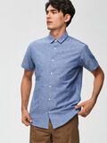 Selected REGULAR FIT LINEN - SHORT SLEEVED SHIRT, Medium Blue Melange, highres - 16067892_MediumBlueMelange_008.jpg