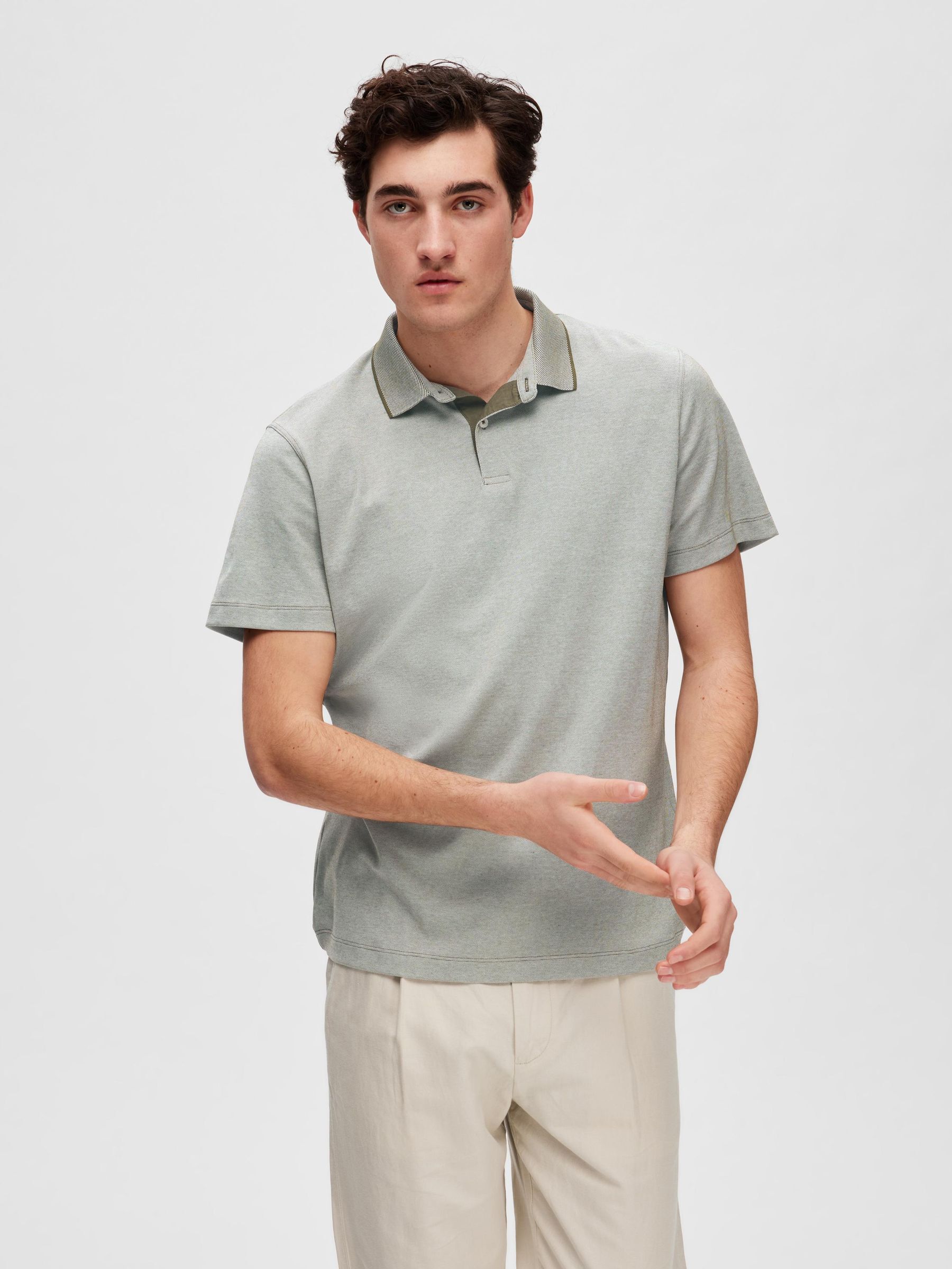 SHORT SLEEVED COOLMAX POLO SHIRT Green SELECTED HOMME