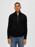 Selected RIBSTRIKKET HALF-ZIP PULLOVER, Black, highres - 16089102_Black_003.jpg