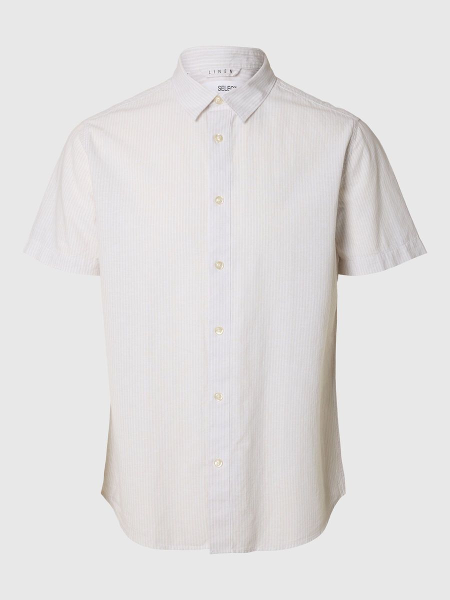 Selected COTTON BLEND SHORT SLEEVED SHIRT, Pure Cashmere, highres - 16079053_PureCashmere_1175198_001.jpg