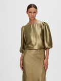 Selected METALLISK BLUSE MED 3/4-ÆRMER, Gold Colour, highres - 16091936_GoldColour_003.jpg