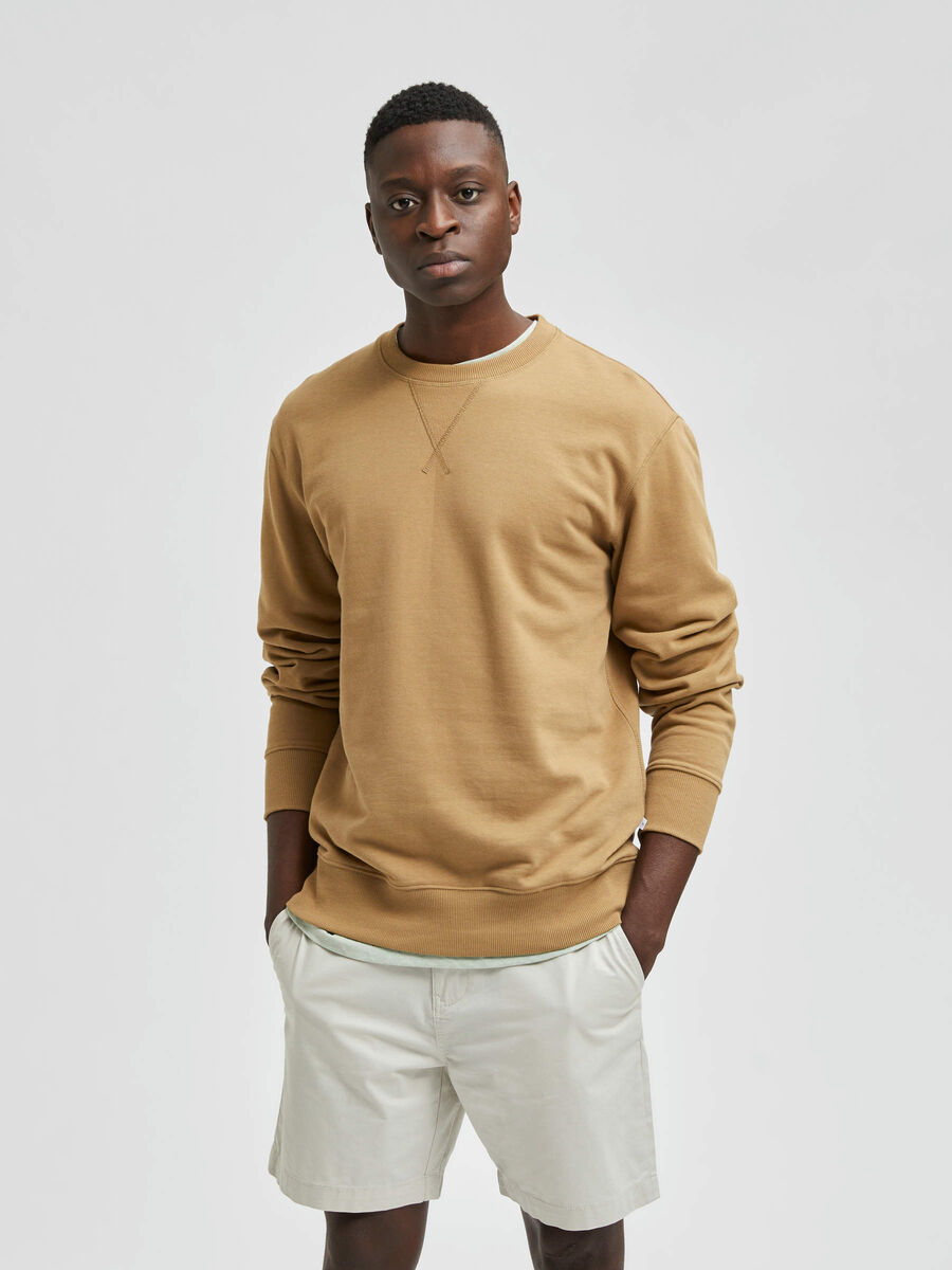Selected COUPE DROITE, COTON BIOLOGIQUE 340G - SWEAT-SHIRT, Kelp, highres - 16077366_Kelp_003.jpg