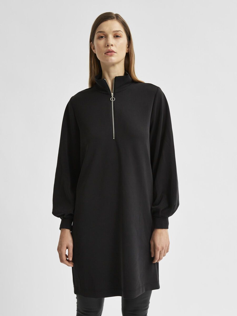 Selected SWEAT-SHIRT, FERMETURE ÉCLAIR PARTIELLE, DOUCE ROBE, Black, highres - 16079999_Black_003.jpg