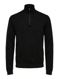 Selected HALF-ZIP KNITTED JUMPER, Black, highres - 16074687_Black_001.jpg