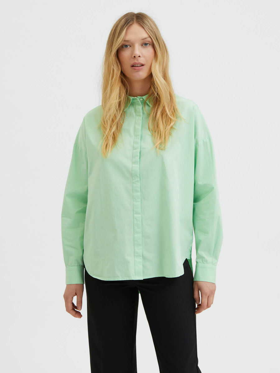 Selected LONG WOVEN SHIRT, Green Ash, highres - 16086820_GreenAsh_003.jpg