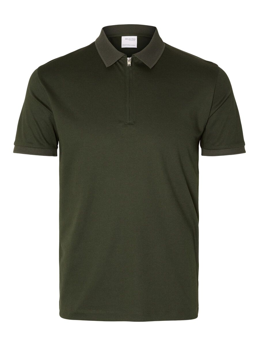 Selected ZIPPER POLO SHIRT, Forest Night, highres - 16079026_ForestNight_001.jpg