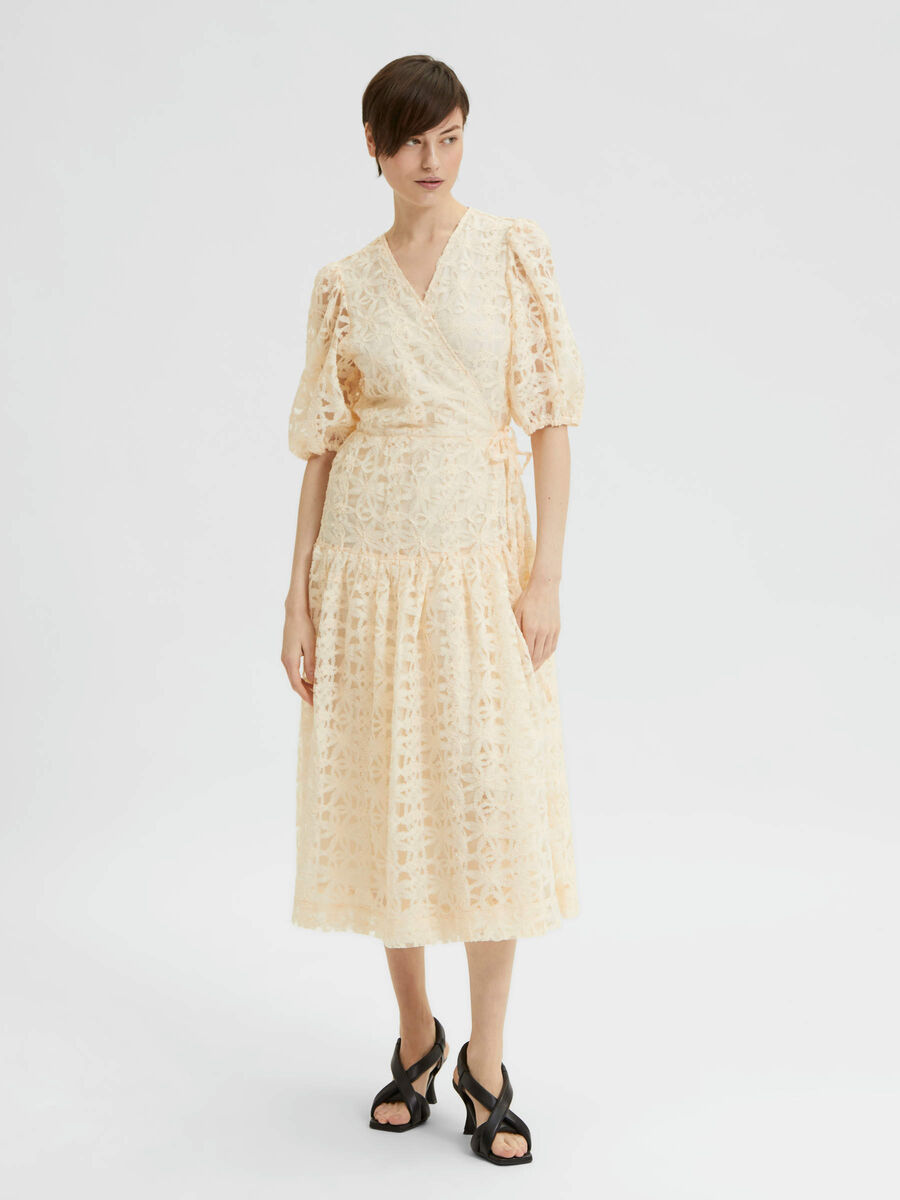 Selected LACE WRAP DRESS, Antique White, highres - 16084442_AntiqueWhite_003.jpg