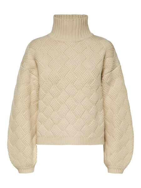 Selected WOVEN KNITTED PULLOVER, Birch, highres - 16087683_Birch_001.jpg