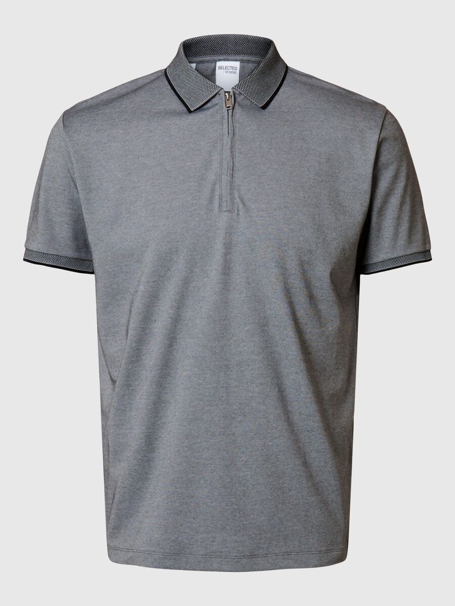 Selected SHORT SLEEVED POLO SHIRT, Medium Grey Melange, highres - 16096223_MediumGreyMelange_001.jpg