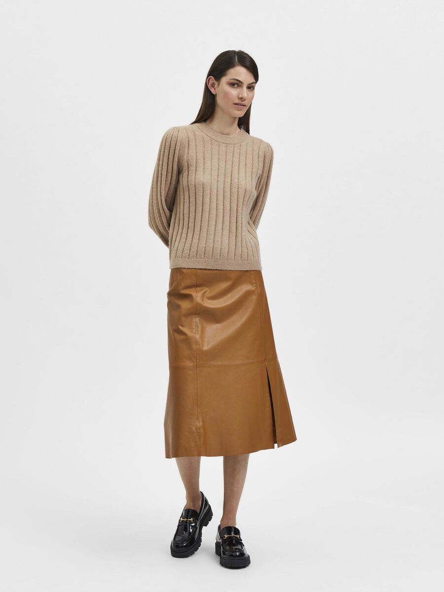 Selected LANGE MOUWEN SWEATER, Warm Taupe, highres - 16086336_WarmTaupe_005.jpg