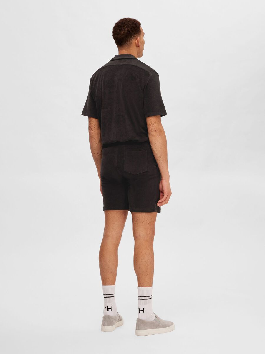 Selected TERRYCLOTH SHORTS, Black, highres - 16090745_Black_004.jpg