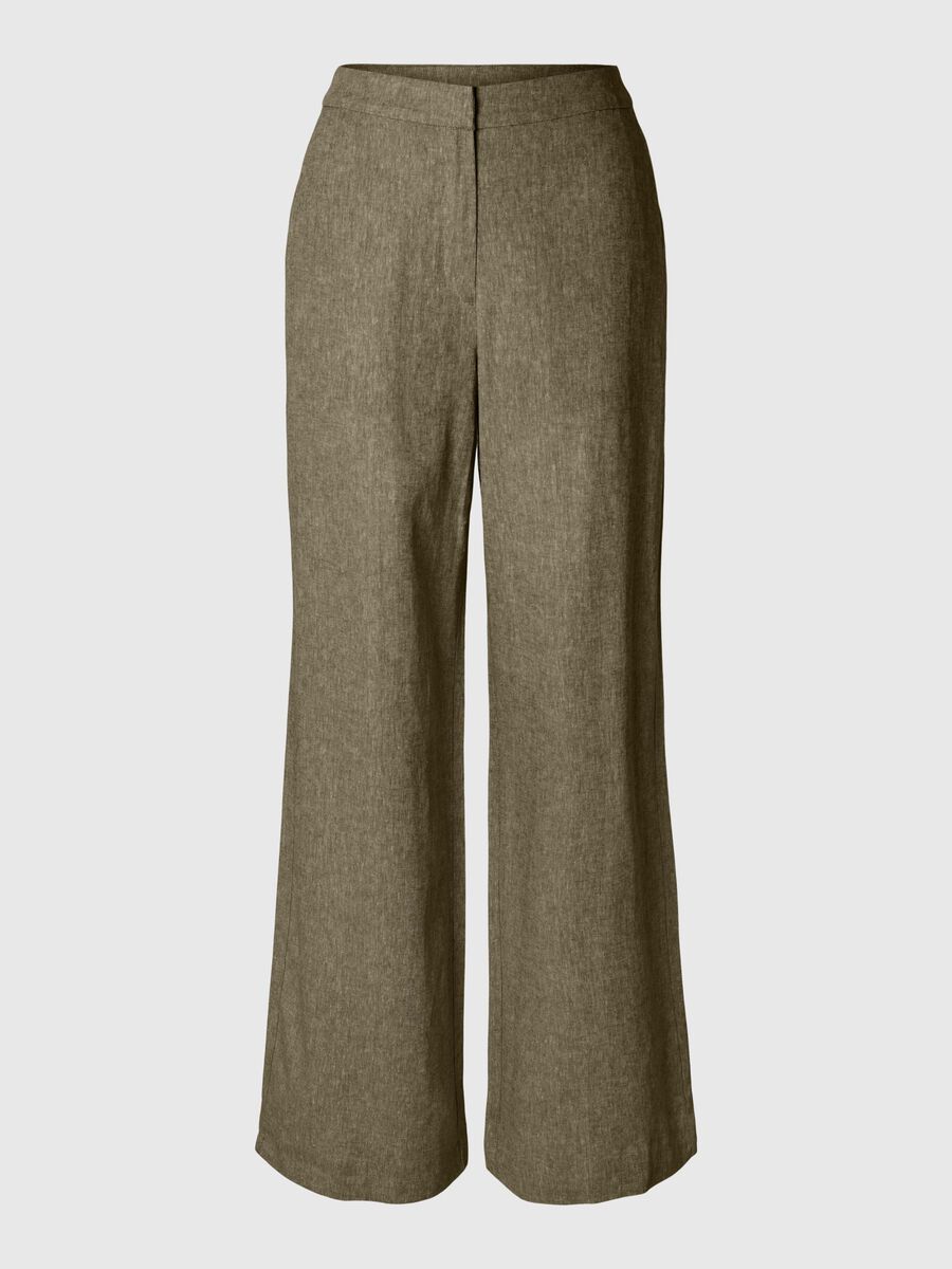 Selected WIDE FIT LINEN BLEND TROUSERS, Covert Green, highres - 16096480_CovertGreen_001.jpg