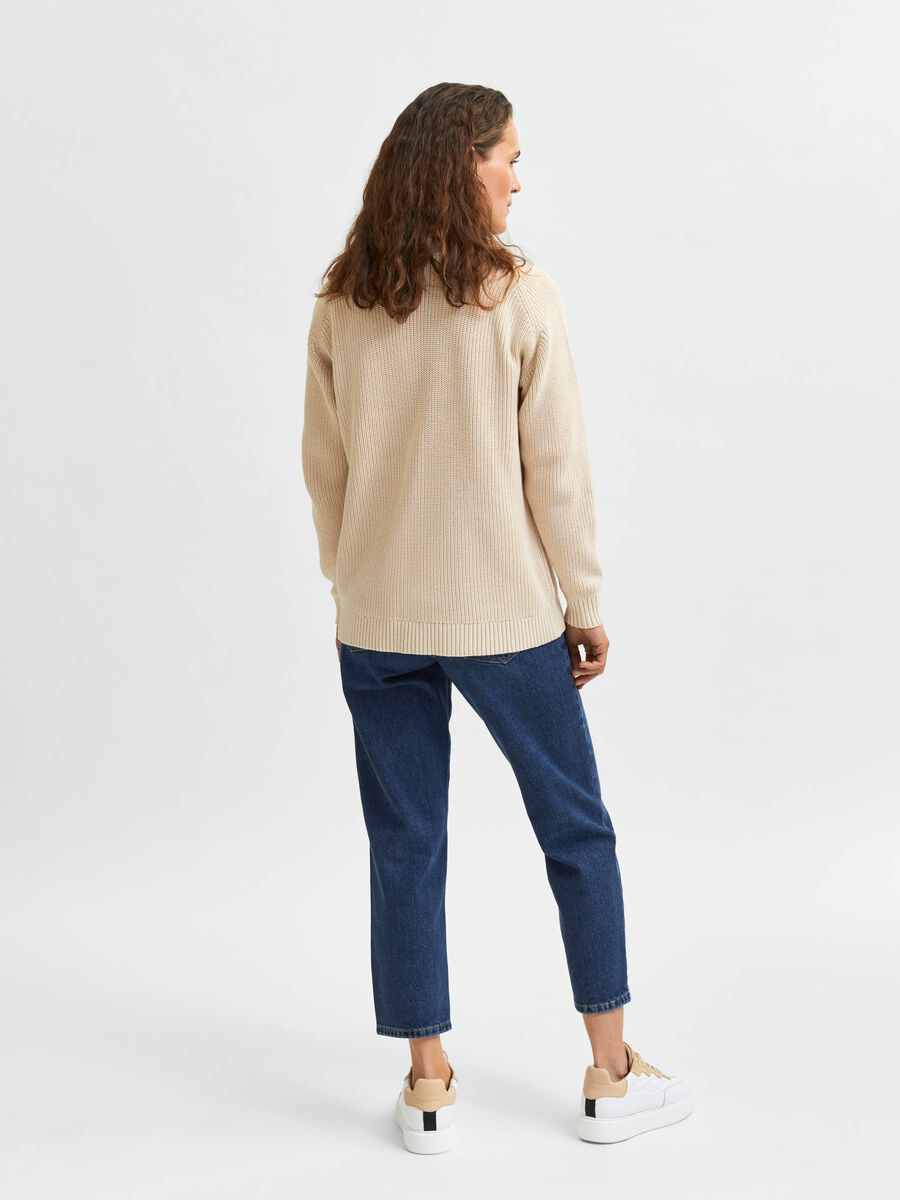 Selected V-AUSSCHNITT KNOPF STRICKJACKE, Sandshell, highres - 16079720_Sandshell_004.jpg