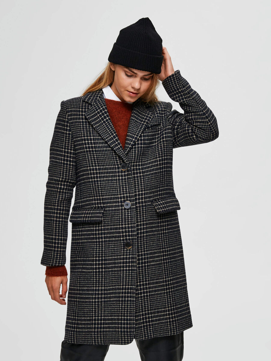 Selected CHECKED SINGLE BREASTED - COAT, Black, highres - 16074185_Black_774258_003.jpg