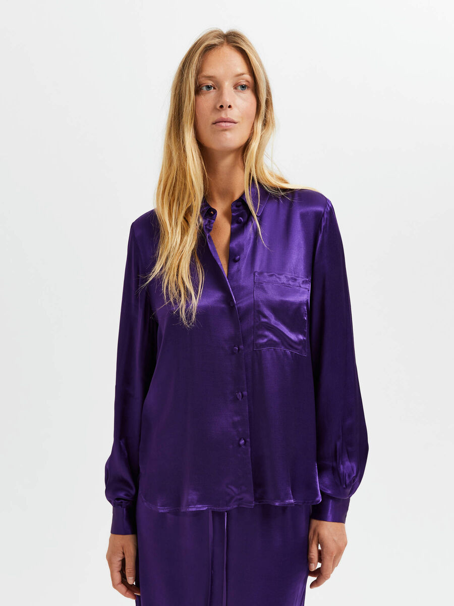 Selected SATIN BLOUSE, Acai, highres - 16086454_Acai_003.jpg