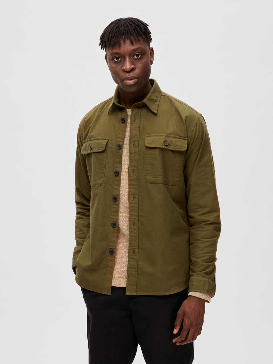 Selected BAUMWOLL OVERSHIRT, Dark Olive, highres - 16086545_DarkOlive_003.jpg