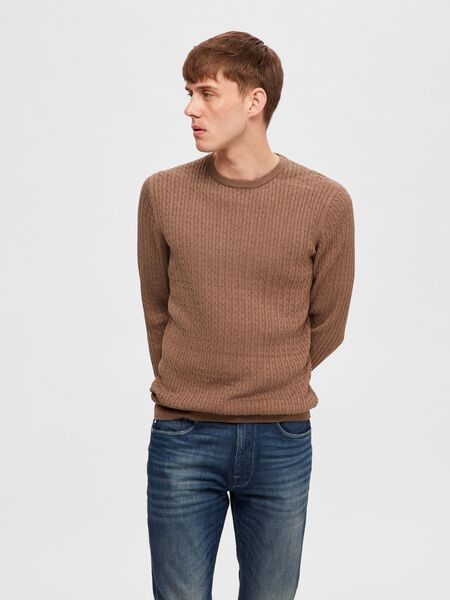 Selected CABLE KNIT JUMPER, Teak, highres - 16090606_Teak_1048086_003.jpg