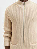 Selected KNITTED ZIP UP CARDIGAN, Oatmeal, highres - 16081845_Oatmeal_006.jpg