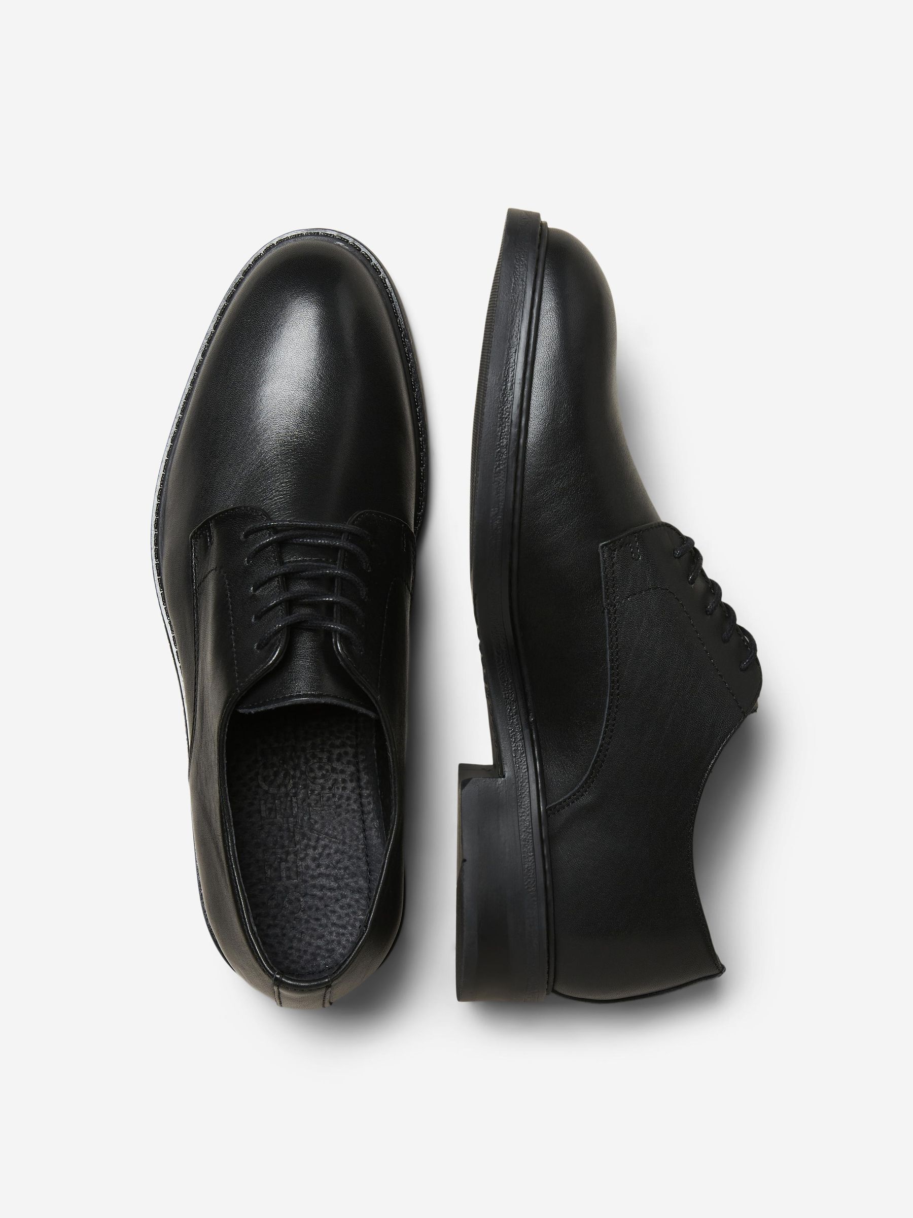 Black LEATHER DERBY SHOES | Selected®
