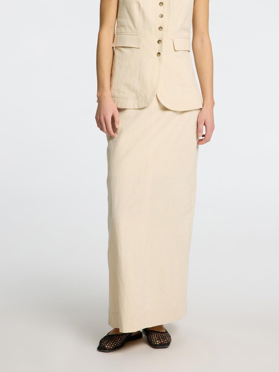 Selected LINEN BLEND MAXI SKIRT, Sandshell, highres - 16096927_Sandshell_003.jpg