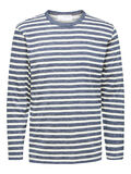 Selected STRIPED ORGANIC COTTON T-SHIRT, Dark Blue Melange, highres - 16080136_DarkBlueMelange_861581_001.jpg