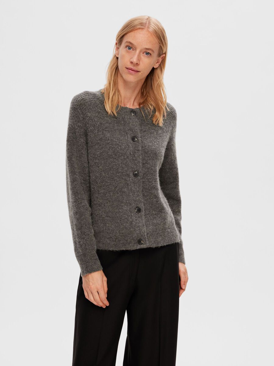 Selected LONG-SLEEVED CARDIGAN, Medium Grey Melange, highres - 16074481_MediumGreyMelange_003.jpg