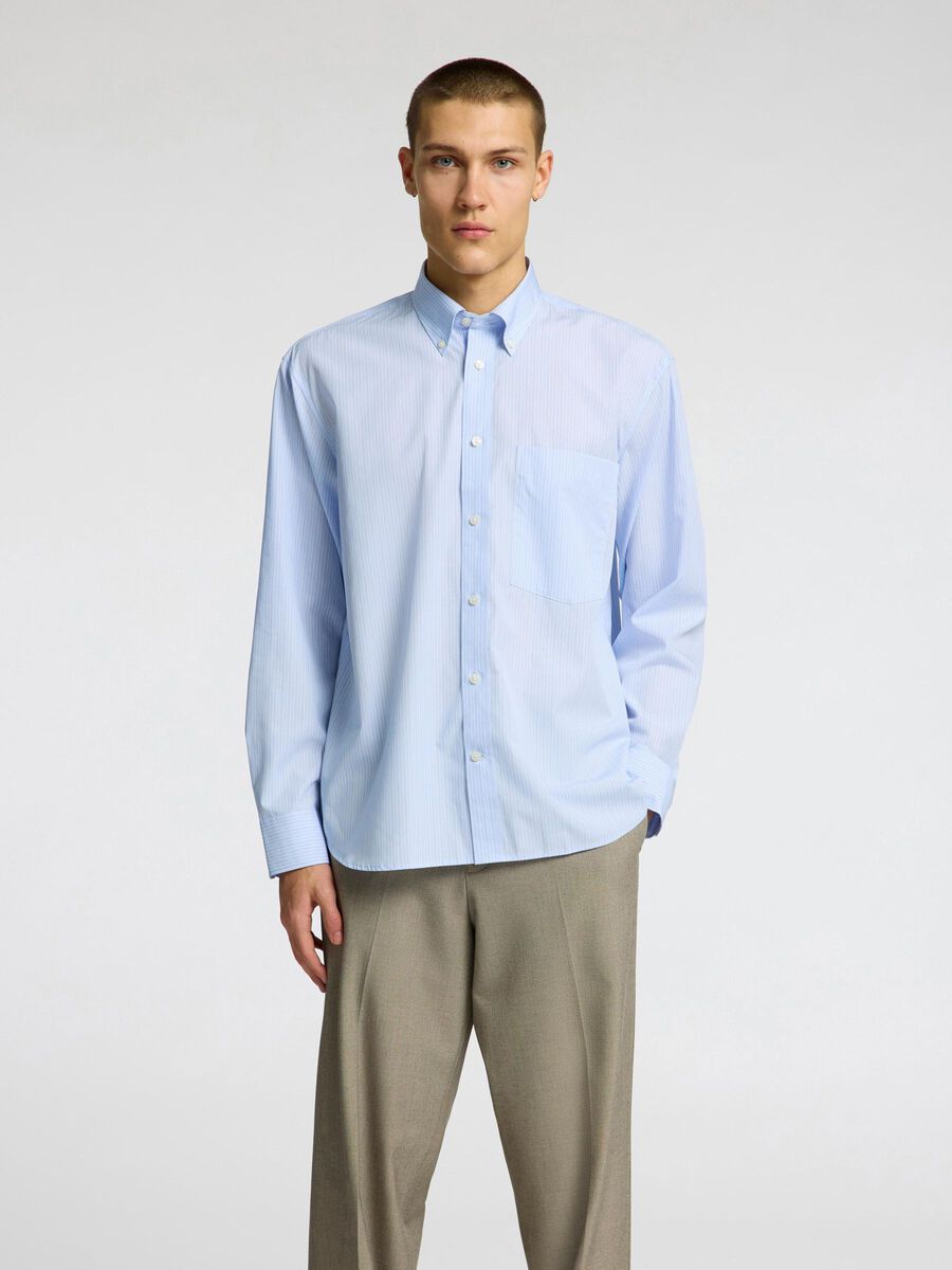 Selected RELAXED FIT SKJORTE MED KNEPPING, Cashmere Blue, highres - 16099036_CashmereBlue_1214271_003.jpg
