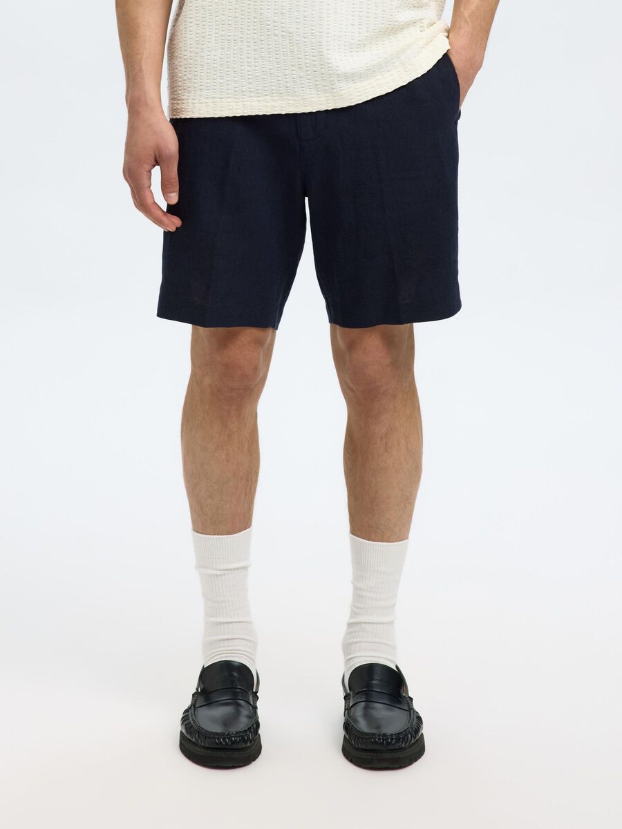 Selected REGULAR FIT LINEN-BLEND SHORTS, Sky Captain, highres - 16097604_SkyCaptain_1183223_003.jpg
