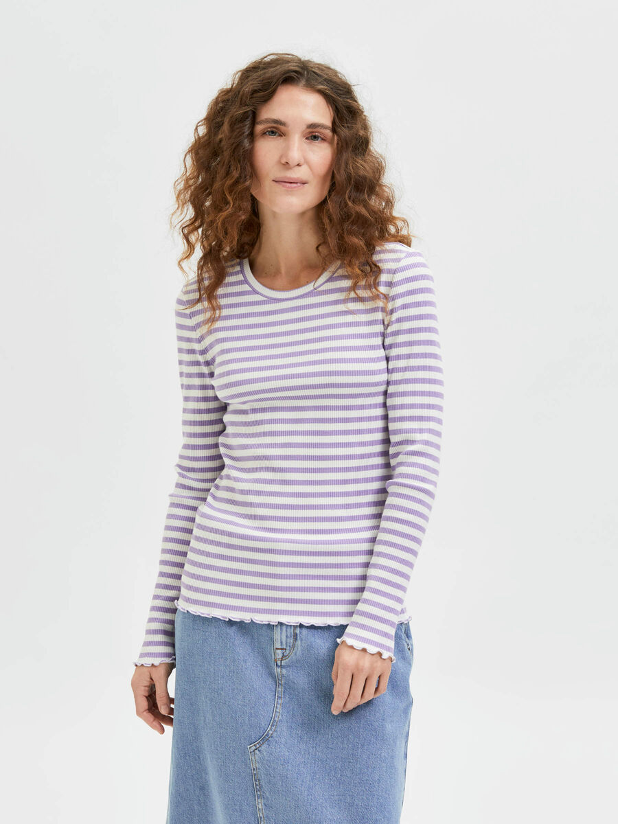 Selected STRIPED LONG-SLEEVED T-SHIRT, Violet Tulip, highres - 16077379_VioletTulip_820709_003.jpg