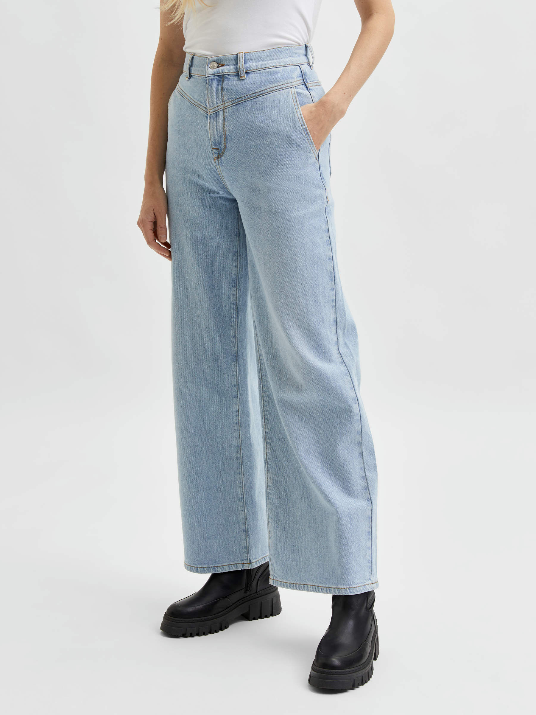 Wijde pijp high-waist jeans | Selected