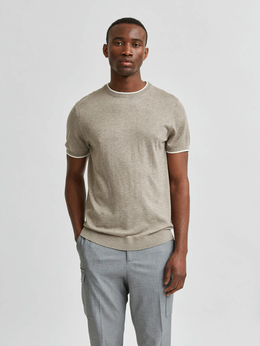 Selected GEBREIDE WOLMIX T-SHIRT, Grey Melange, highres - 16079116_GreyMelange_844157_003.jpg