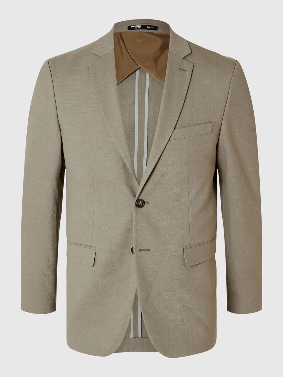 Selected WOVEN WOOL BLEND BLAZER, Vetiver, highres - 16087868_Vetiver_001.jpg