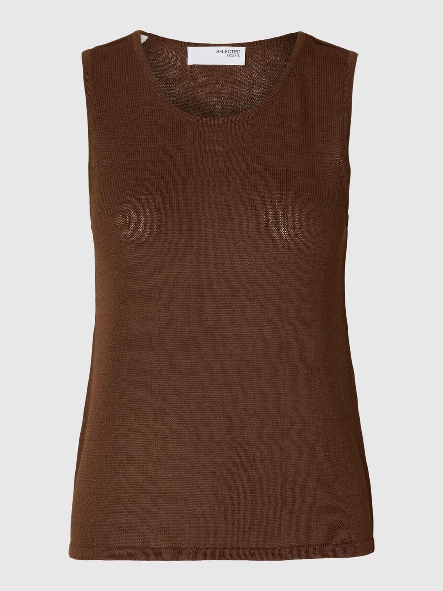 Selected STRIKKET TANKTOP, Chestnut, highres - 16093769_Chestnut_001.jpg
