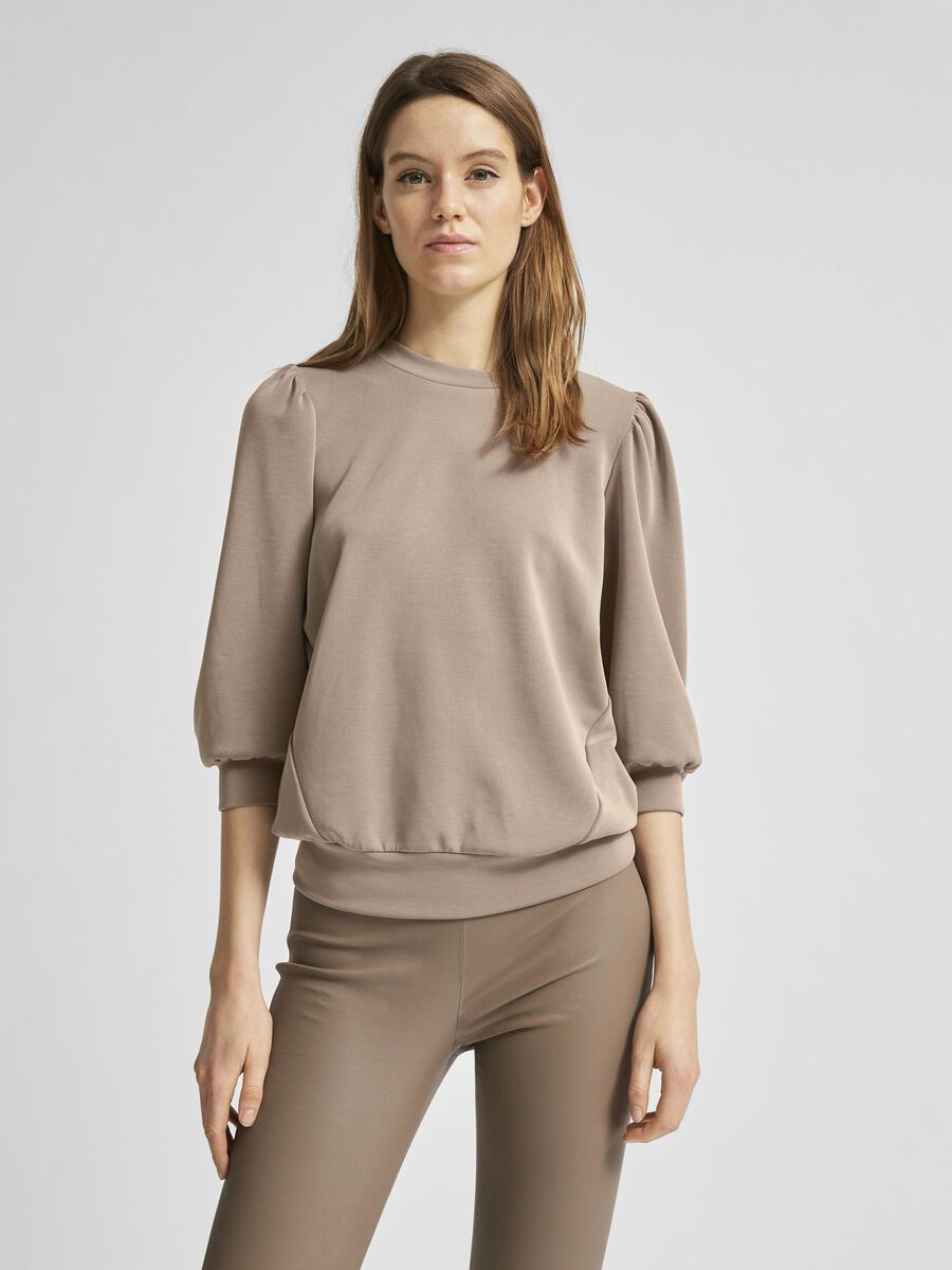 Selected WEICHES MODAL SWEATSHIRT, Fossil, highres - 16074308_Fossil_003.jpg