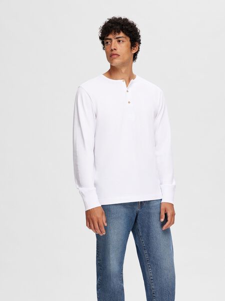 Selected LONG-SLEEVED HENLEY T-SHIRT, Bright White, highres - 16092714_BrightWhite_003.jpg