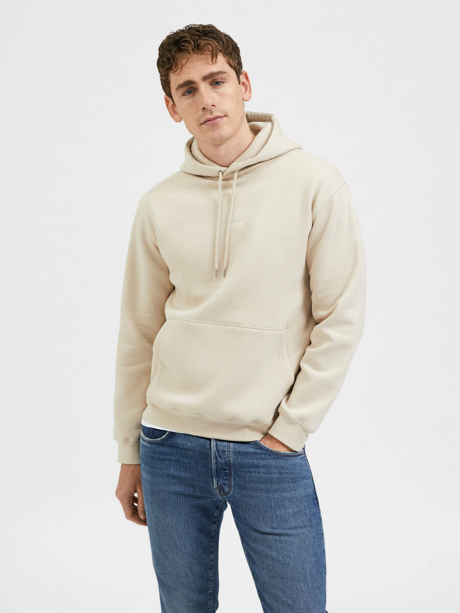Selected LONG SLEEVED HOODIE, Oatmeal, highres - 16085886_Oatmeal_003.jpg