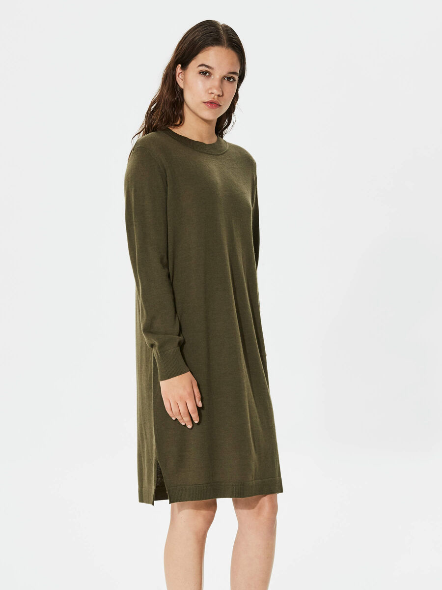 Selected WOOL - LONG SLEEVED DRESS, Grape Leaf, highres - 16058898_GrapeLeaf_603471_003.jpg