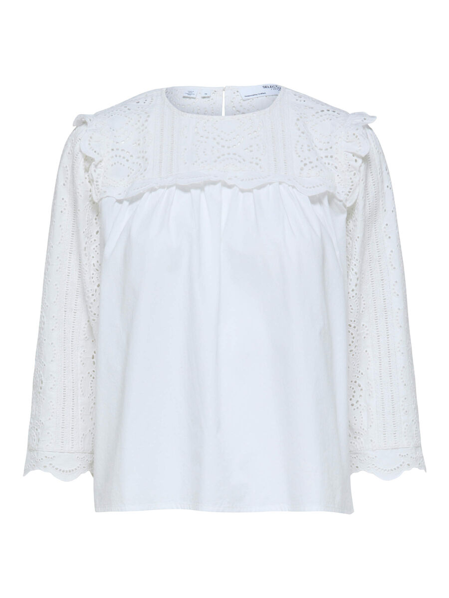BRODERIE ANGLAISE BLOUSE, White