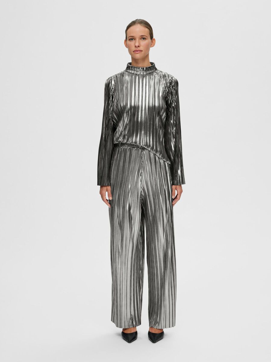Selected PLISSÉ PLEATED TROUSERS, Silver, highres - 16091840_Silver_005.jpg