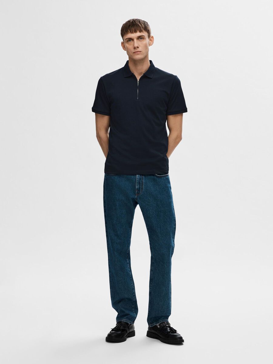 Selected ZIPPER POLO SHIRT, Sky Captain, highres - 16079026_SkyCaptain_005.jpg