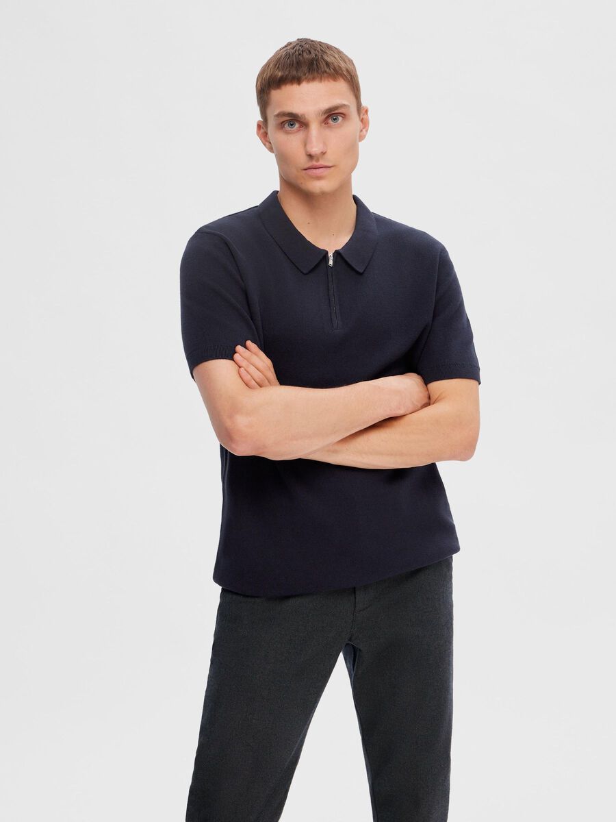 Selected KNITTED POLO SHIRT, Dark Sapphire, highres - 16092578_DarkSapphire_003.jpg