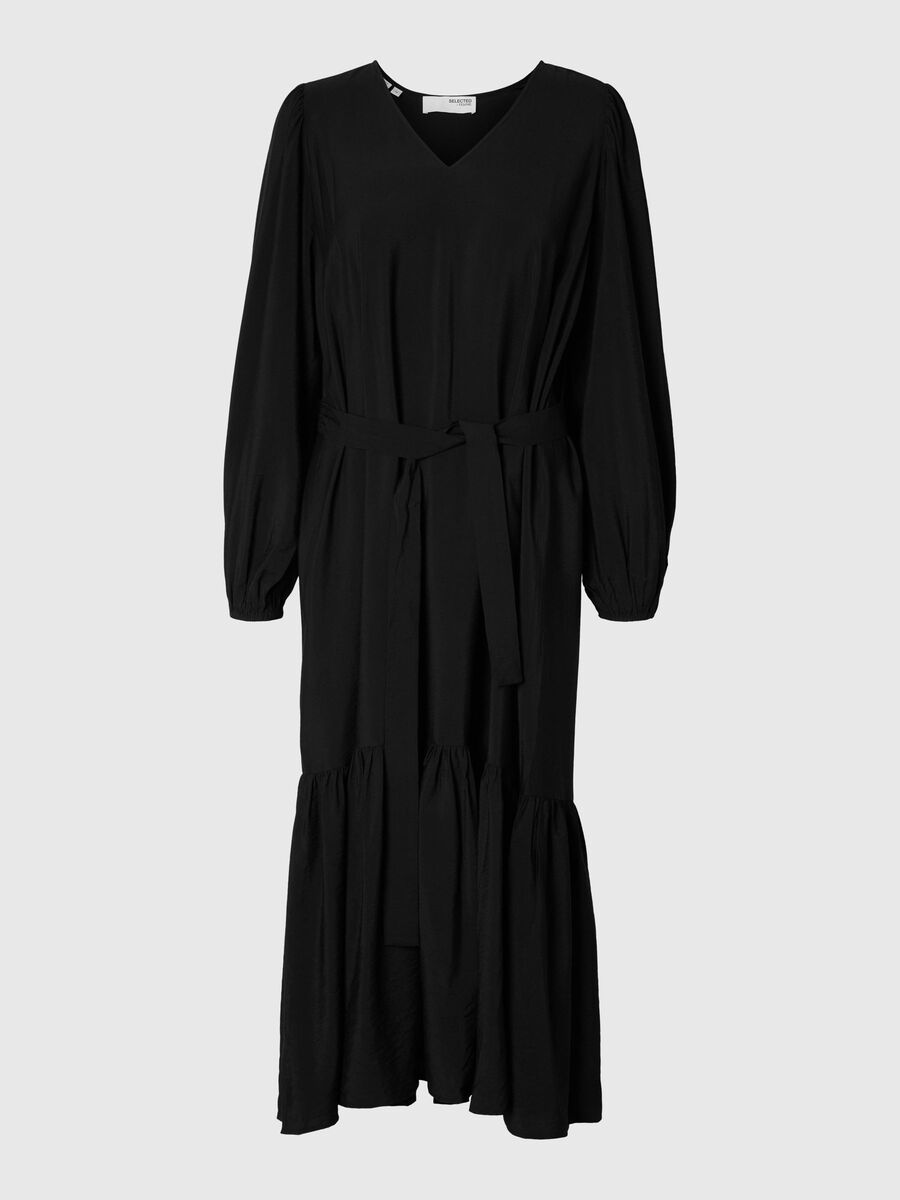 Selected VISCOSE BLEND MAXI DRESS, Black, highres - 16095449_Black_001.jpg