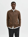 Selected POLO STYLE KNITTED CARDIGAN, Chocolate Chip, highres - 16081160_ChocolateChip_881414_003.jpg