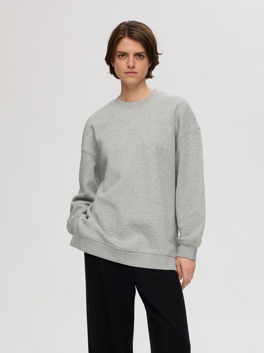 Selected LÅNG SWEATSHIRT, Light Grey Melange, highres - 16095495_LightGreyMelange_003.jpg