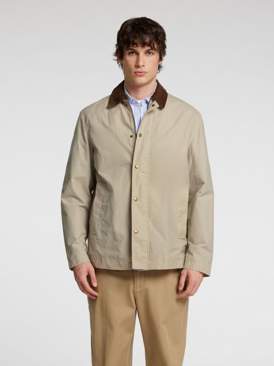 Selected WAXED COTTON JACKET, Feather Gray, highres - 16097932_FeatherGray_003.jpg
