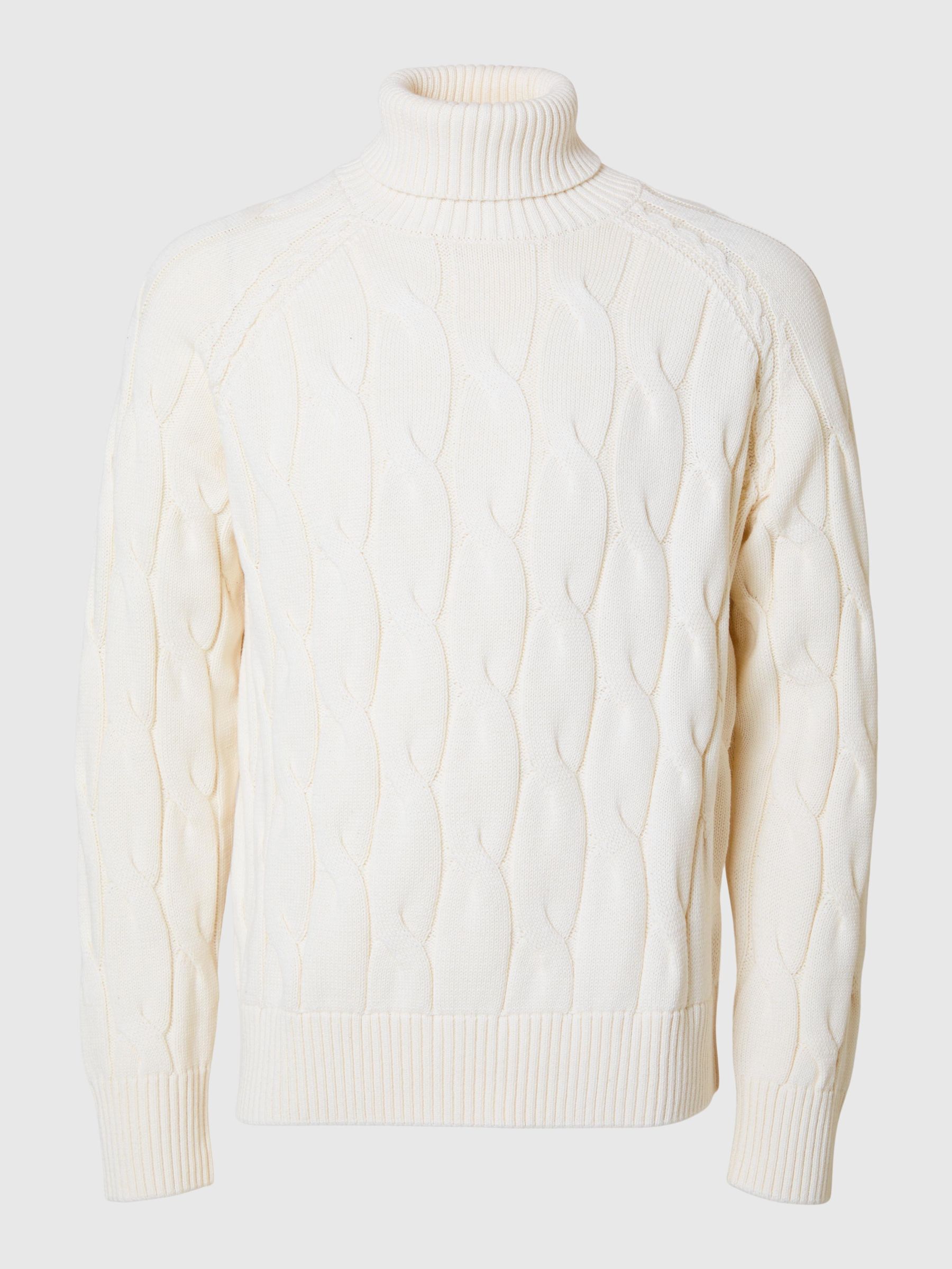 CABLE KNIT TURTLENECK White SELECTED HOMME